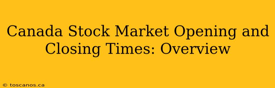 Canada Stock Market Opening and Closing Times: Overview