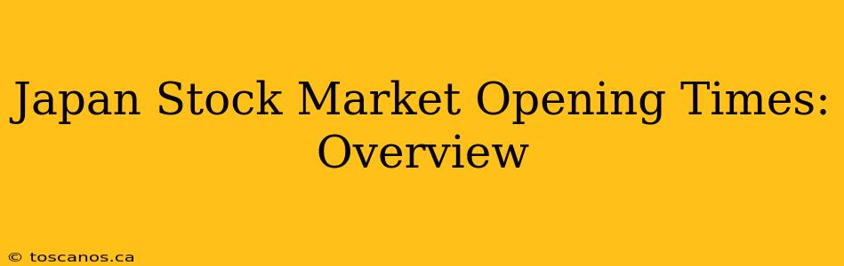 Japan Stock Market Opening Times: Overview